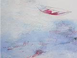 Monde d'oiseaux - Barque au ciel 
2021
peinture à l'eau et à l'huile, crayon, encre et plâtre 
81 x 100 cm